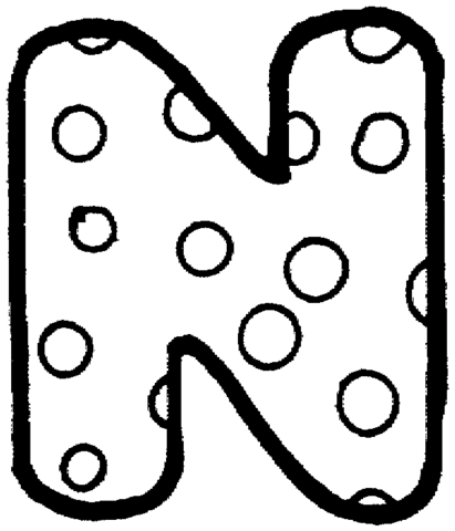 Letter N With Polka Dot Coloring Page